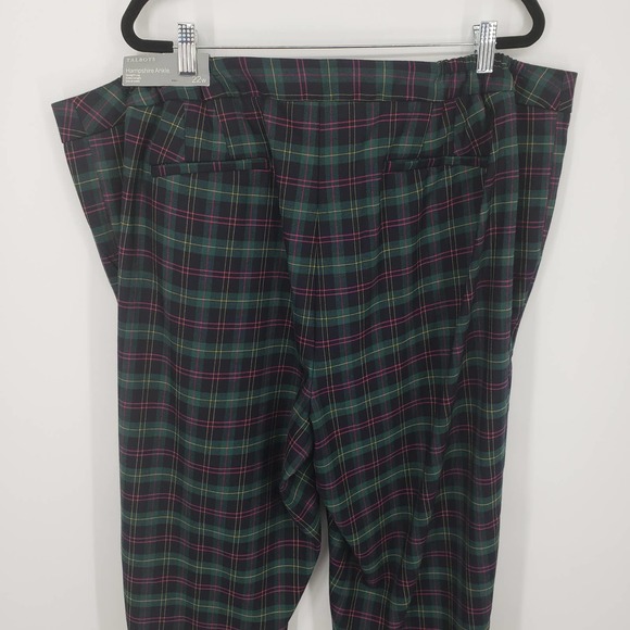 Talbots Plaid Hampshire Ankle Pants 22W Straight Leg Wool Blend High Rise Green - Picture 9 of 13